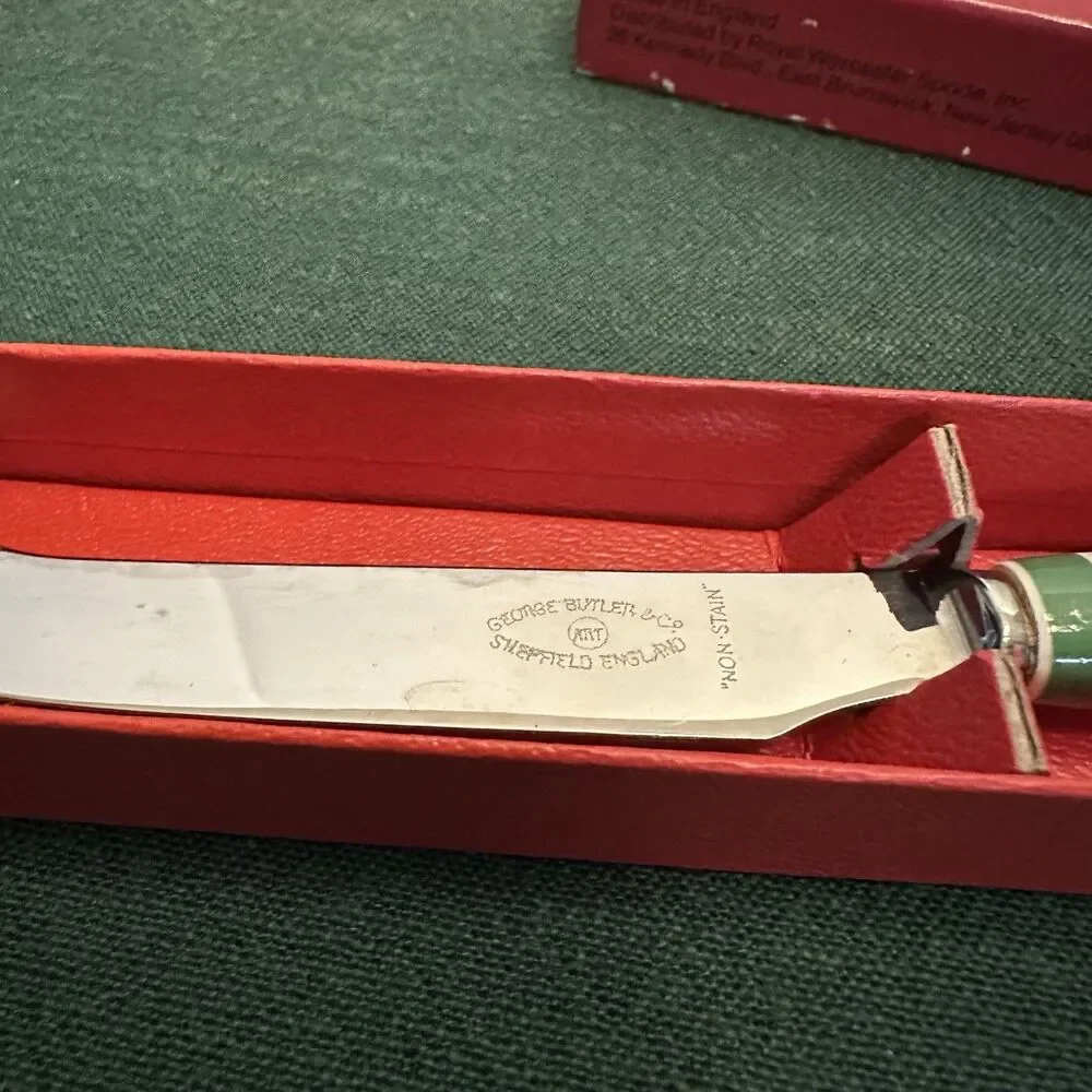Spode Christmas Tree Cheese Knife 1970s Box Mid Century Butler Sheffield Blade